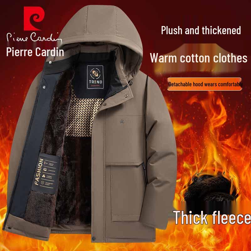 

Pierre Cardin Men s Autumn/Winter Detachable Hood Fleece-Lined Jacket 5XL