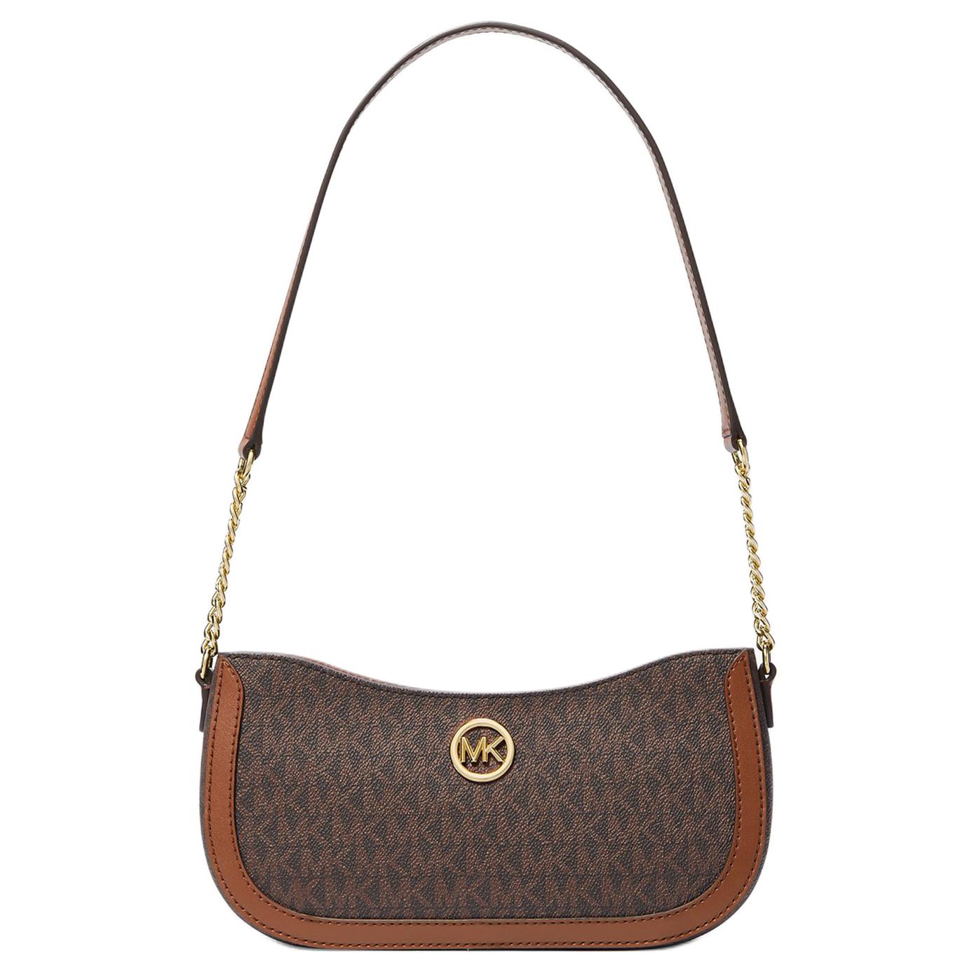 Michael Kors Leida Classic Print Zipper Closure Coated Canvas And Polyester Blend PU Clutch Bag Women handbags Brown 35S4G9GU5B-200 Basic Set (Bag+Dust Bag)