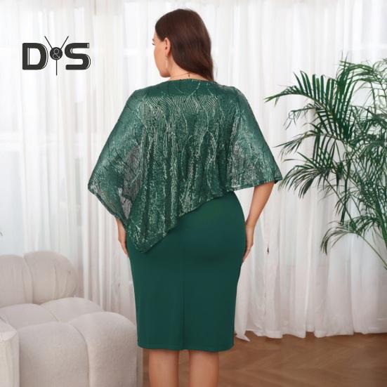 Ärmelloses Damen-Umhangkleid mit Paillettenbesatz Übergroßes Pailletten-Bodycon-Bleistiftkleid Damen Abend-Midikleid