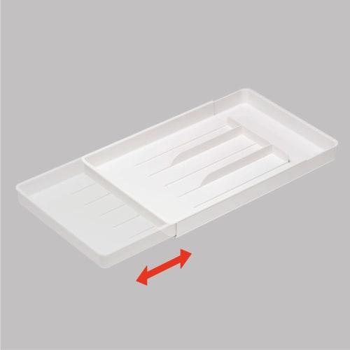 Belca CT-LW Plateau à couverts extensible, Grand, 21 cm de large x 32-50 cm de profondeur x 3 cm de haut, Blanc, Type coulissant