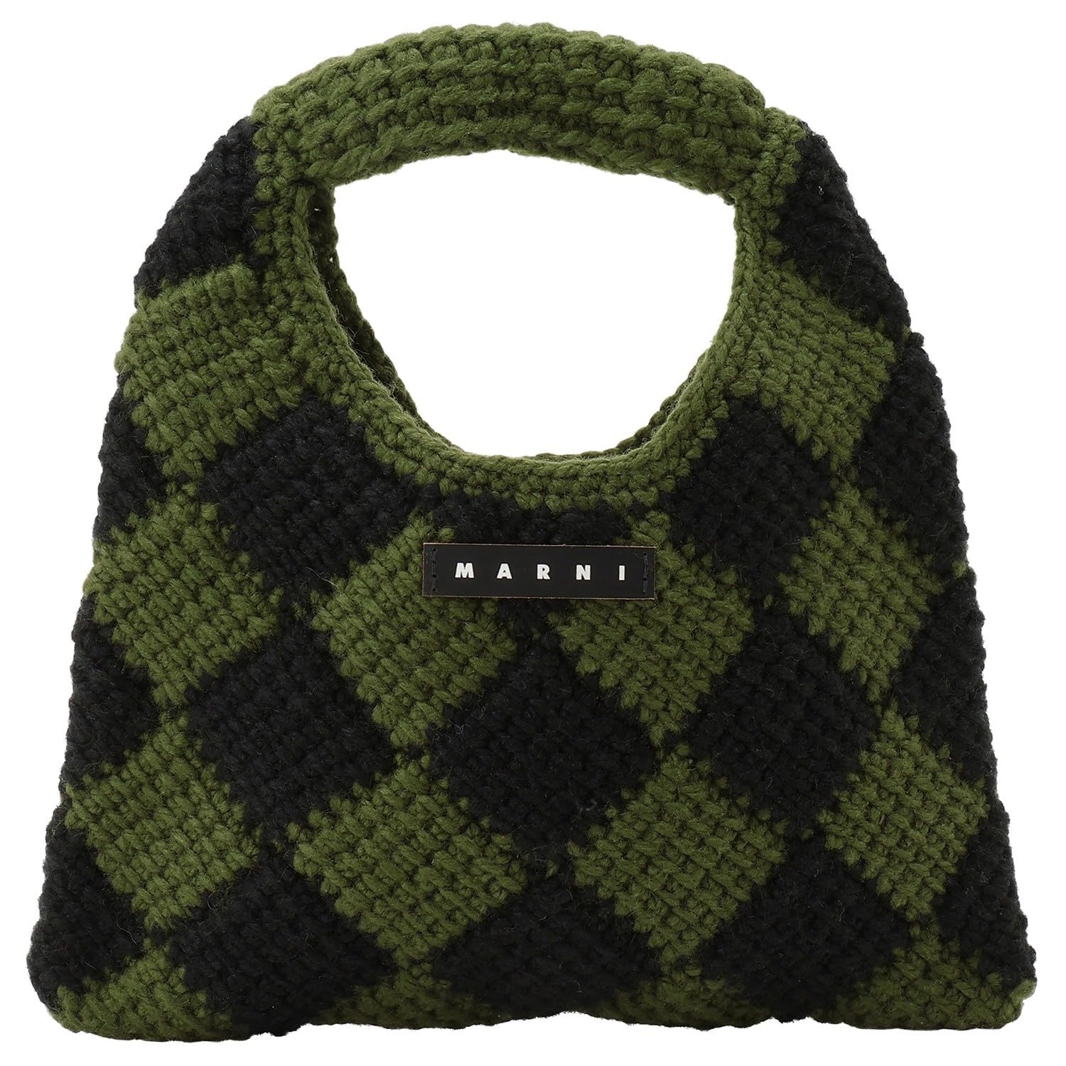 Marni Kids Diamond Crochet Handbag, KhakiBlack, MARNI KIDS MW84F DIAMOND CROCHET M00995 M00RP, Adult Size. [Used]