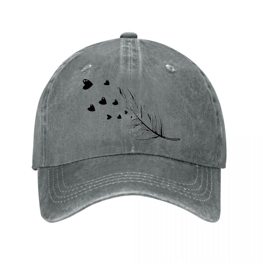 Handmade Feather Quill Pen Washed Baseball Cap Outdoor For Womens Unisex FeUnisex