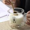 250ml High Borosilicate Creative Glass Cup Little Bear Cup   Women'S Summer Cat Claw Cup Double Layer Creative Drinking Cup