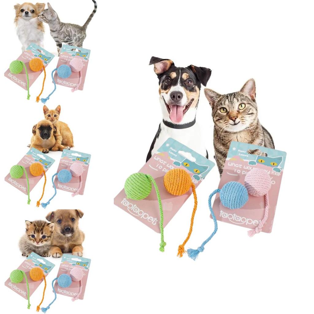 Cotton Rope Cat Toy With Mixed Color Tail Ball And Durable Material For Play