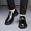 FashionDesigner New Thick Soled Bright Metal Men's Loafers Fashion Square Head Leather Lightweight Slip-on Retro Plus-size Man Shoes