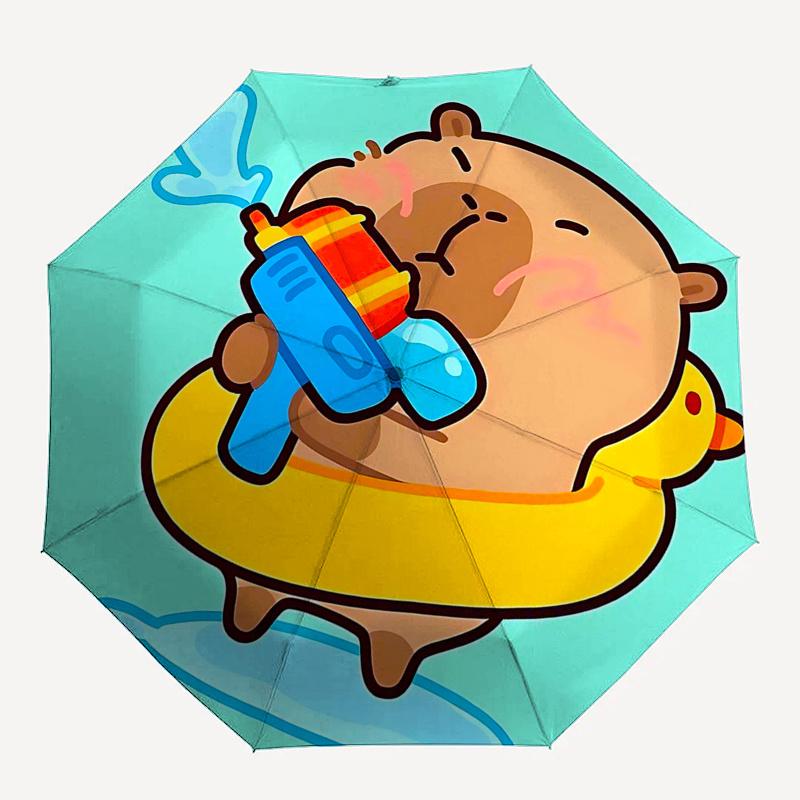 Capybara Themed Travel Umbrella-8 Ribs Automatic Opening and Closing, Portable Folding Design, Compact and Stylish Umbrella Suitable for Out