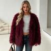 Autumn and winter thickened long-haired beach sheep hair imitation fur jacket women's loose round neck fur coat women's clothing