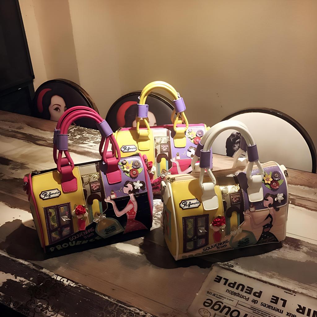 Hochwertige Textur PU-Leder Damenhandtaschen Neue Europäische Schöne Damen Umhängetasche Kreative Handgestickte Boston Tasche Crossbody Tasche AVE