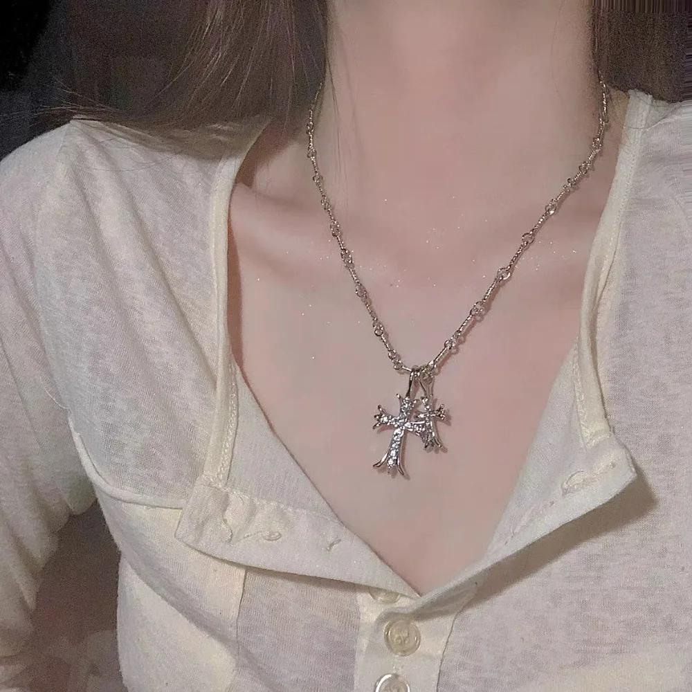 Cross Necklace Style, Simple, Temperamental, All-Match, Sweater Chain, Women's Niche Design Accessories