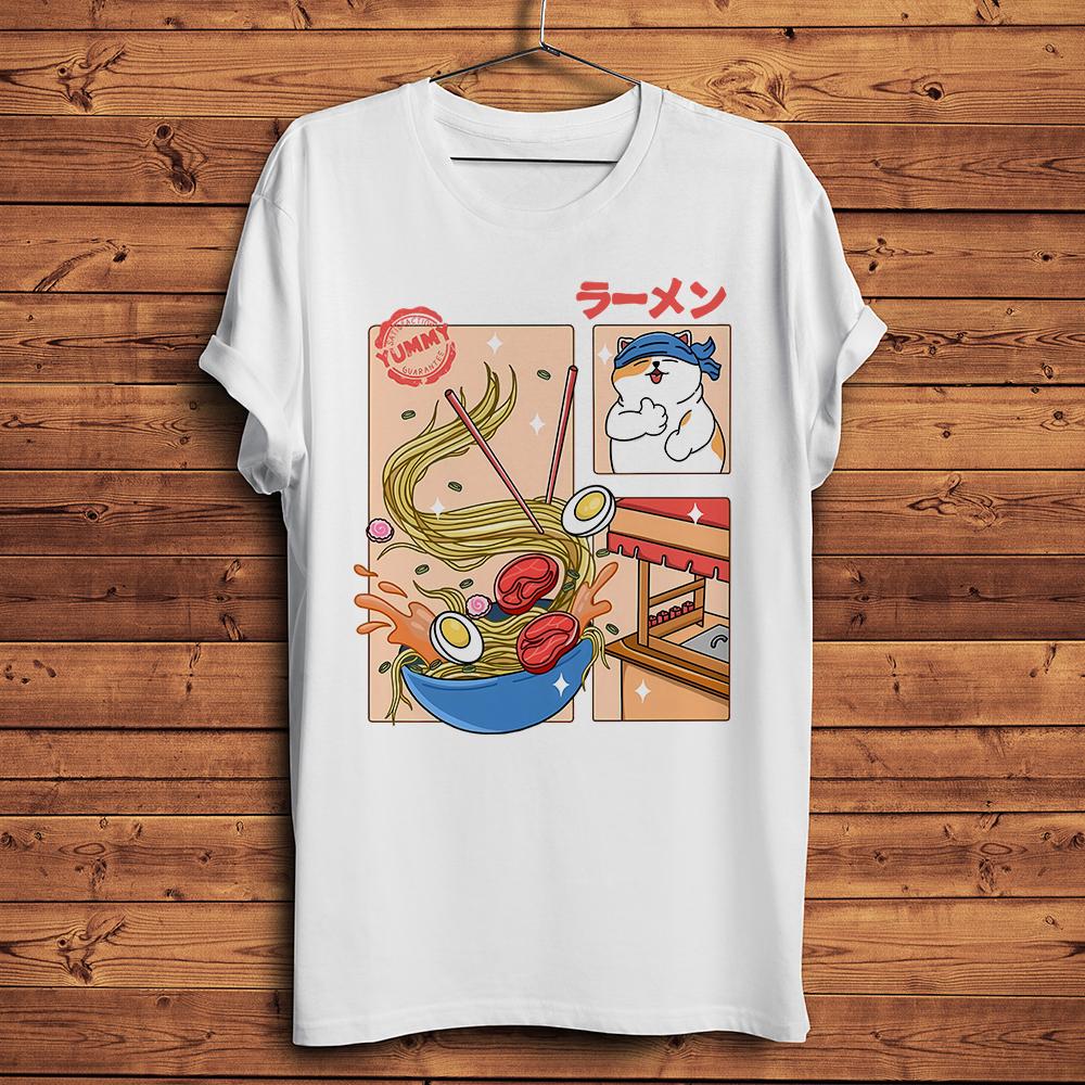 Neko Cat RaUnisex Taiyaki Onigiri Takoyaki Pizza Funny Meow TShirt Unisex Homme Casual Short Sleeve Tee Unisex Streetwear T Shirt S