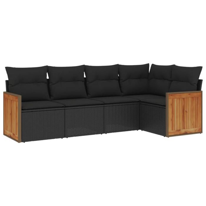 VidaXL Garden Lounge Set with Cushions 5 Pcs, Patio Sofas, Patio Furniture Set, Outdoor Furniture, Black 3260025