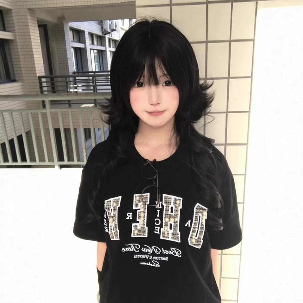 American Embroidered Letter Small Fragrant Wind Pearl Pure Cotton Short-sleeved T-shirt Women's Summer Design Sense of National Tide Brand Couple Top