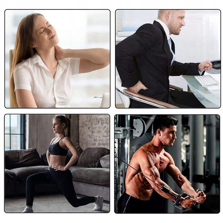 Strong vibrating massager with 4 heads, gun for back and body massage