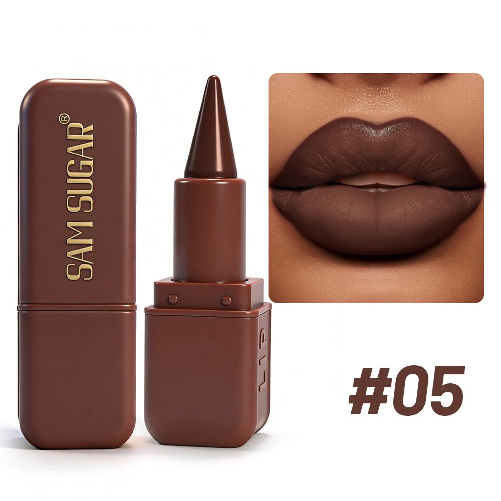 Matná čokoládová rtěnka, 6 barev, Dlouhotrvající voděodolná rtěnka, Hladký sametový tón na rty pro denní & párty make-up