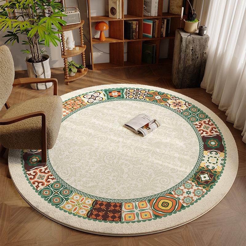 Round Living Room Carpet American Retro Carpets for Bedroom Rug Bedside Floor Mat Modern Creative Minimalist Home Decor Rugs