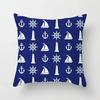 Home Decor Compass Anchor Pillow Cover Blue Mediterranean Cushion  Gift Sofa Office  Accessory Ornament 45x45cm