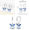 Sparkling Blue Zircon Hoop Earrings Pave U Shape Star Devil Eyes Circle S925 Drop Earring Fit Original Party Jewelry