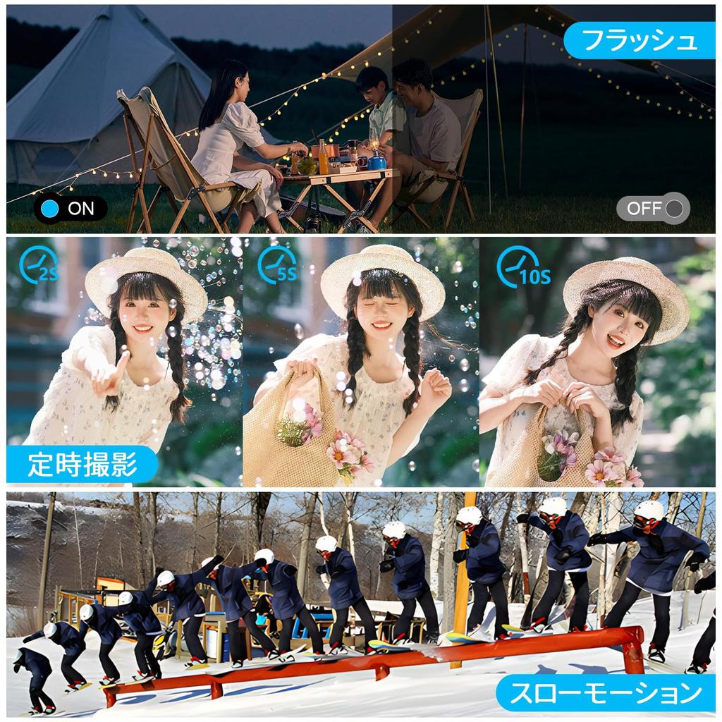 4K Digital Camera with 128GB Memory Digital Front and Rear Double Compact 68 Million Pixel HD 1080P Video Student Digital Christmas Pocket Camera for