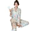 Autumn Dopamine Full Print Ice Silk Pajamas Women'S Spring And Summer Long-Sleeved Trousers Cartoon Loungewear Can Be Worn Outside