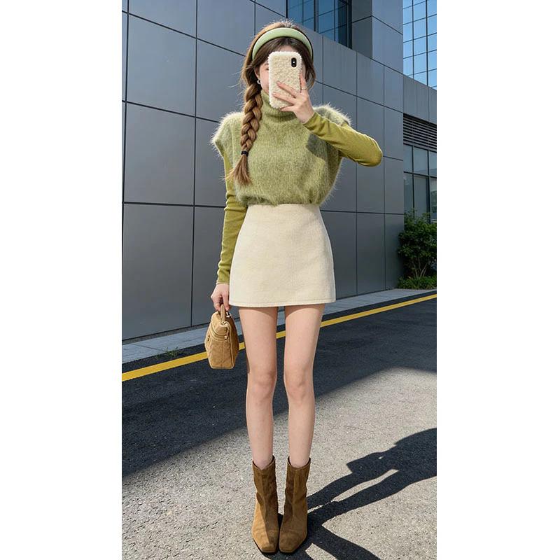 

Spring & Autumn Slimming French Vest Skirt - Hong Kong Style Chic L (105-115 jin)