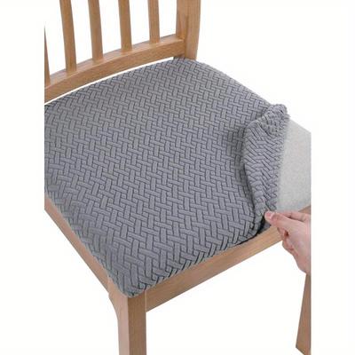 Jacquard Chair Seat Cover Dining Room Chair Slipcover Taupe 1pc