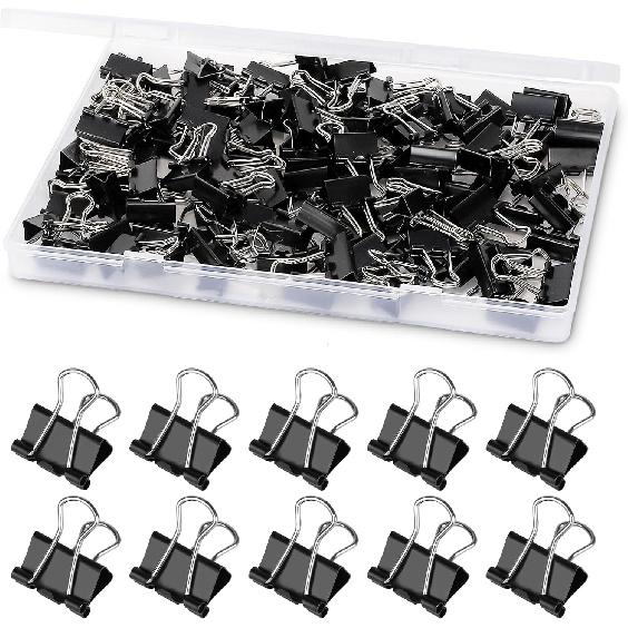 Ufmarine 240 Pcs Mini Binder Clips, Small Binder Clips, 15mm Black Clips for Office