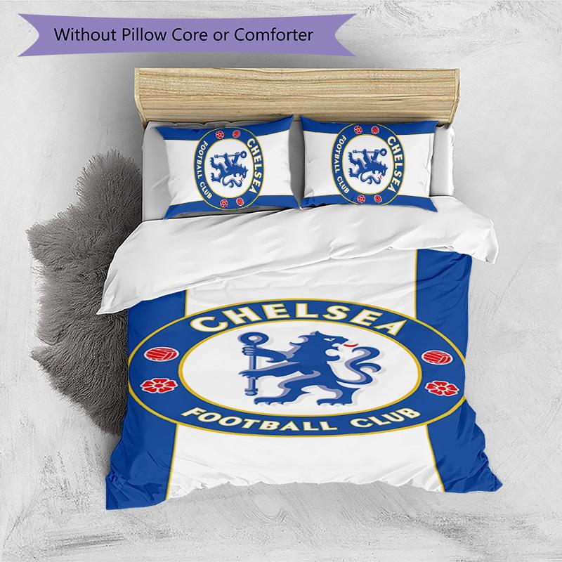3pcs Chelsea FC Logo Pattern Bedding Set Duvet Cover Set Includes Duvet Cover &pillowcases,perfect All Season Bedroom Decoration&gift