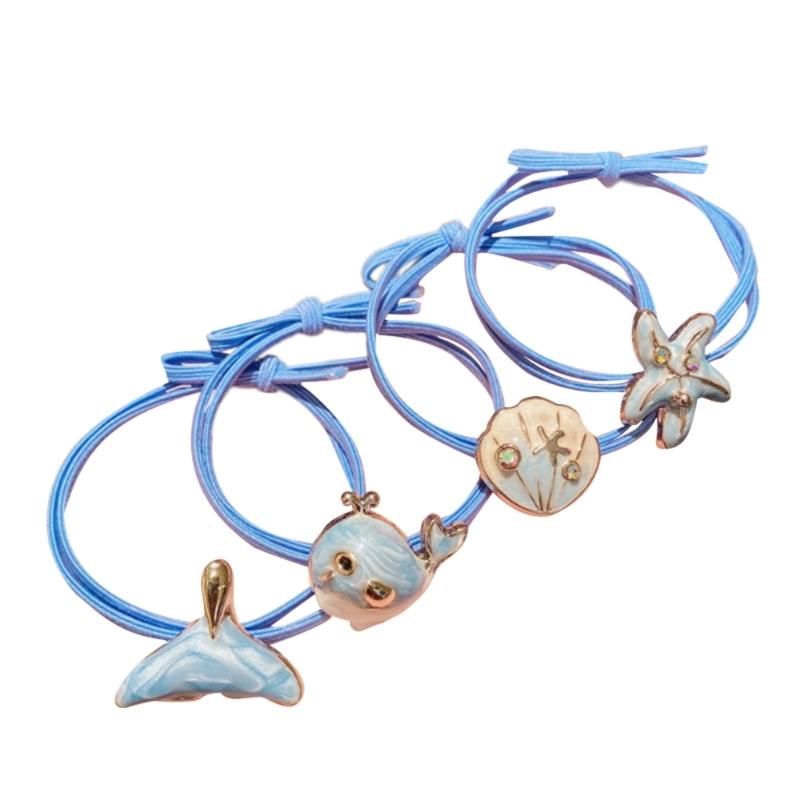 

4 Piece Set Cute Whale Design Hair Ties Gentle Stretchy Bands for Children Girls Comfortable Hair Accessories 1
