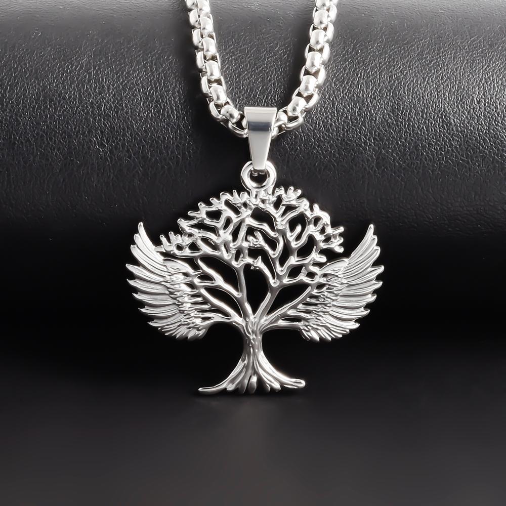 Edelstahl Feder/Flügel/Baum Kreuz Halsketten Für Damen Herren Accessoires Breite 4mm Kasten Gliederketten Halskette Modeschmuck