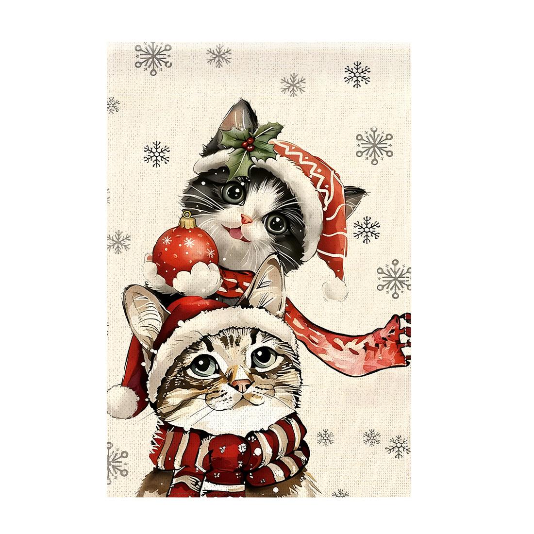 

Christmas catGarden Flag 12x18 Inch Double Sided for Courtyard Outdoor Welcome Flag Decoration (Excluding flagpole)