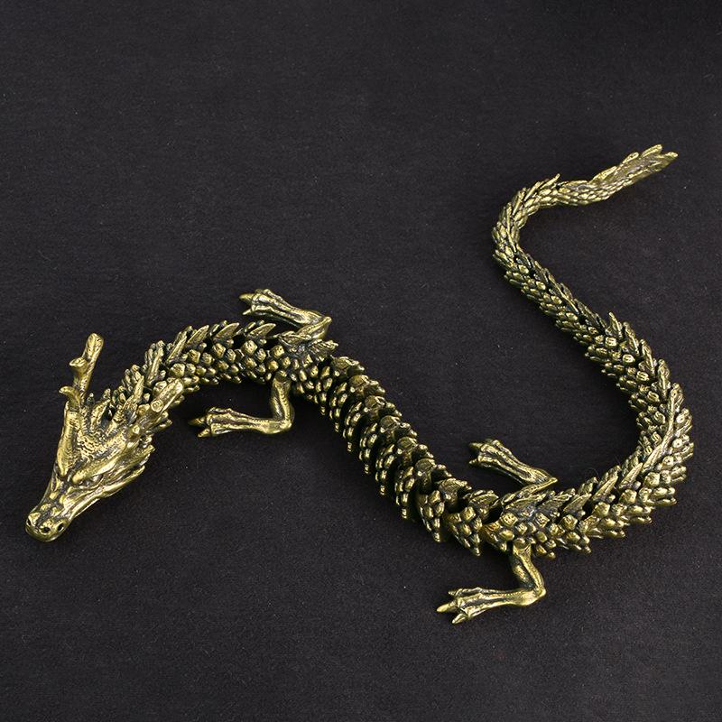 1Pcs Moveable Body Joints Antique Alloy Lucky Dragon Desktop Office Crafts 3D Dragon Statue Ornament Home Decoration Gifts