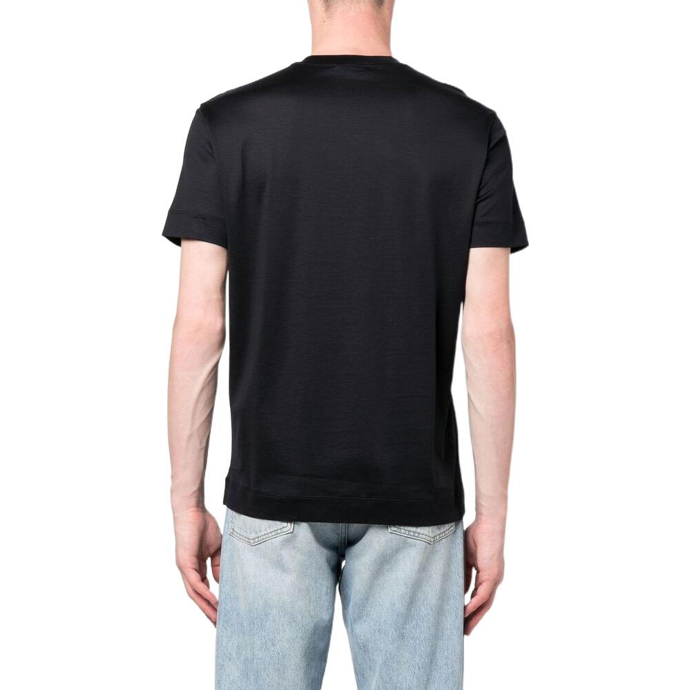 Emporio Armani Solid Color Logo Print Crew Neck Short Sleeve T-Shirt Men Tops Navy-Blue 6L1T98-1JUVZ-0920