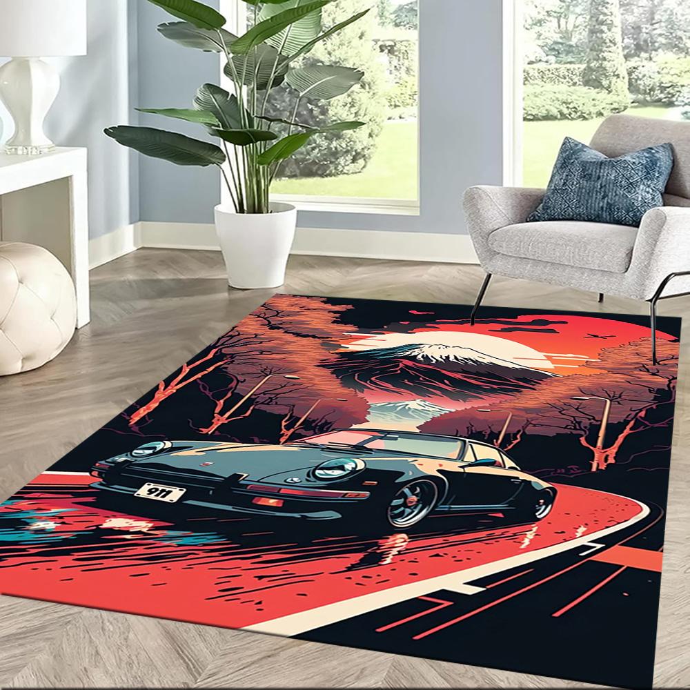Neon Retro Car Night Drive Floor Mats for Living Room, Bedroom and Room Decoration Are Suitable for Gifts.