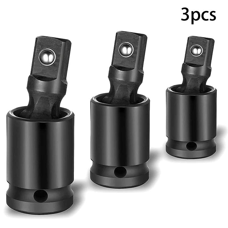 3 Piece Universal Joint-Socket, Impact Swivel Socket Set, 1/4-Inch, 3/8-Inch, 1/2-Inch Drive Set,Electric Wrench Accessories