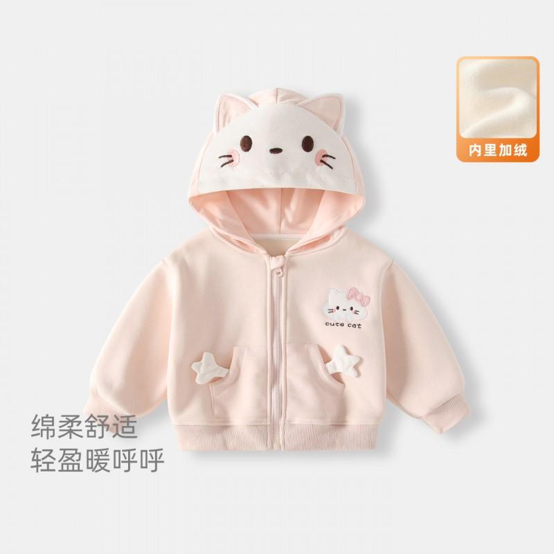 Girls Jacket 2026 Toddler Cotton Soft Fleece Outerwear 1-3 Years Old Baby Casual Open Front Cardigan