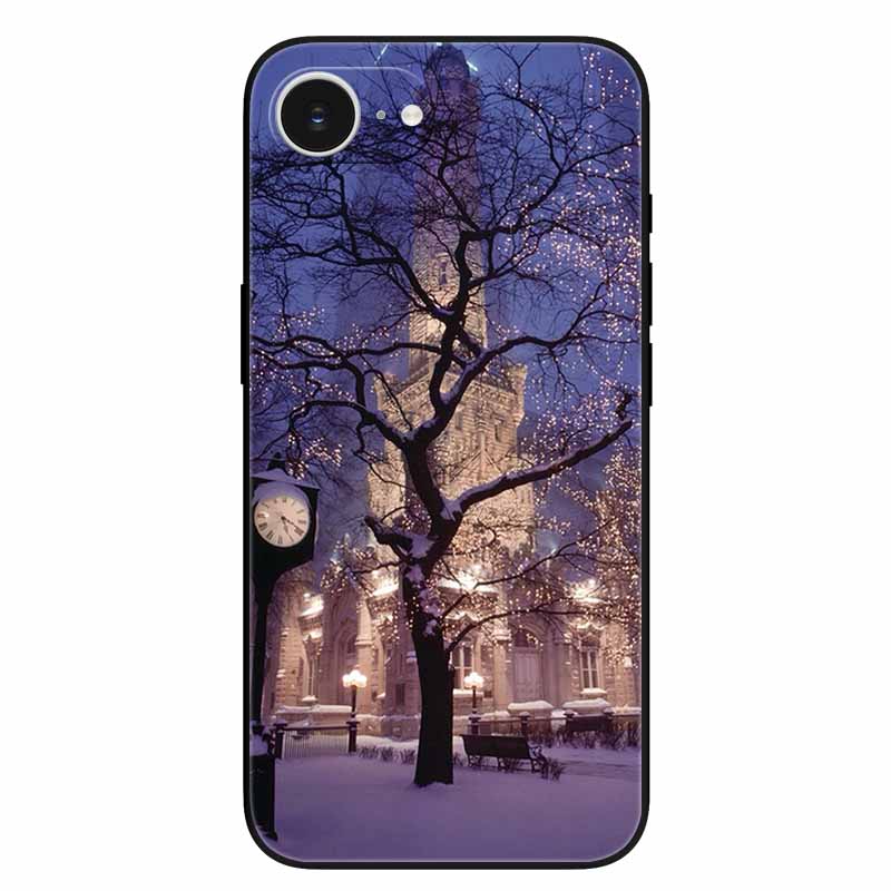 Schwarze Handyhülle Cover für Apple iPhone 16e Hüllen Gedruckte TPU Weiche Stoßfängerhülle für iPhone16e 16e 2025 Schutz Silikonhüllen