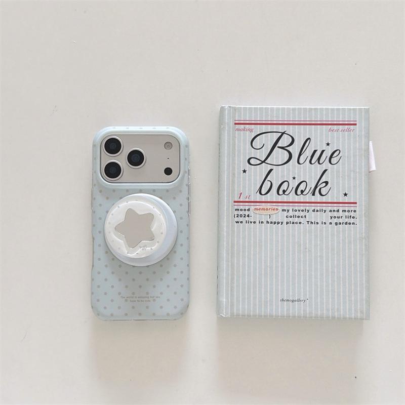 Blue Polka Dot Magnetic Phone Holder for Apple 14/15/16/17 Pro/Pro Max Cases