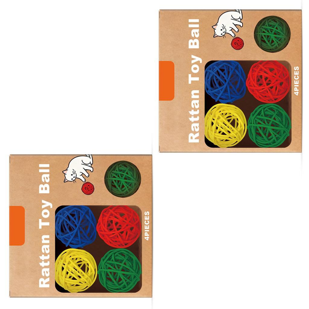 8pcs Cat Toy Ball Rattan Interactive Play Balls for Cats Stimulate Jumping Scratching Instincts Bonding Fun Lightweight