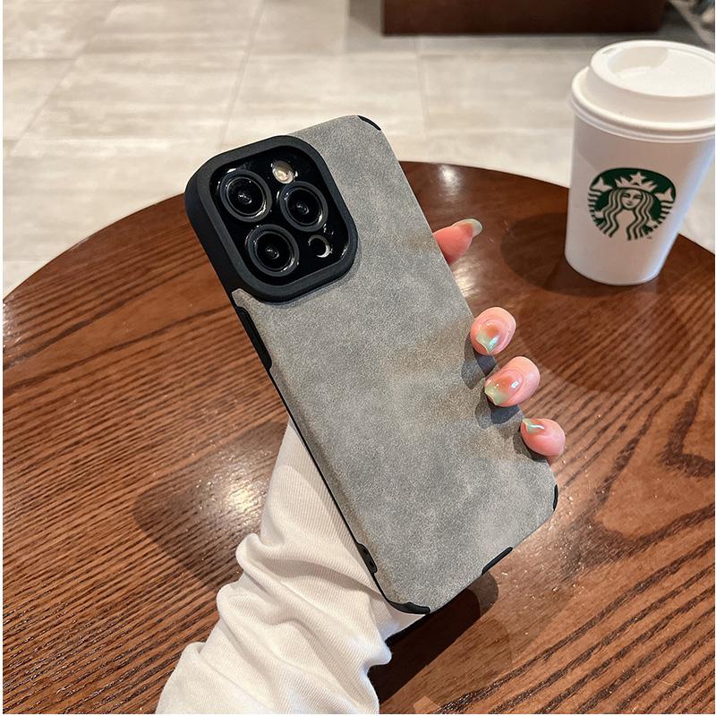 

Luxury Matte Leather Phone Case For iPhone 16 15 11 Pro Max Plus 11Pro 16PM 15PM Lens Protection Shockproof Silicone Back Cover iPhone 11