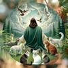 5 pezzi Segno in legno Gesù, Gatto e Colomba della Pace - Arte da parete 2D per la decorazione di casa e giardino, Perfetto per Natale e tutte le stagioni, Decorazione natalizia