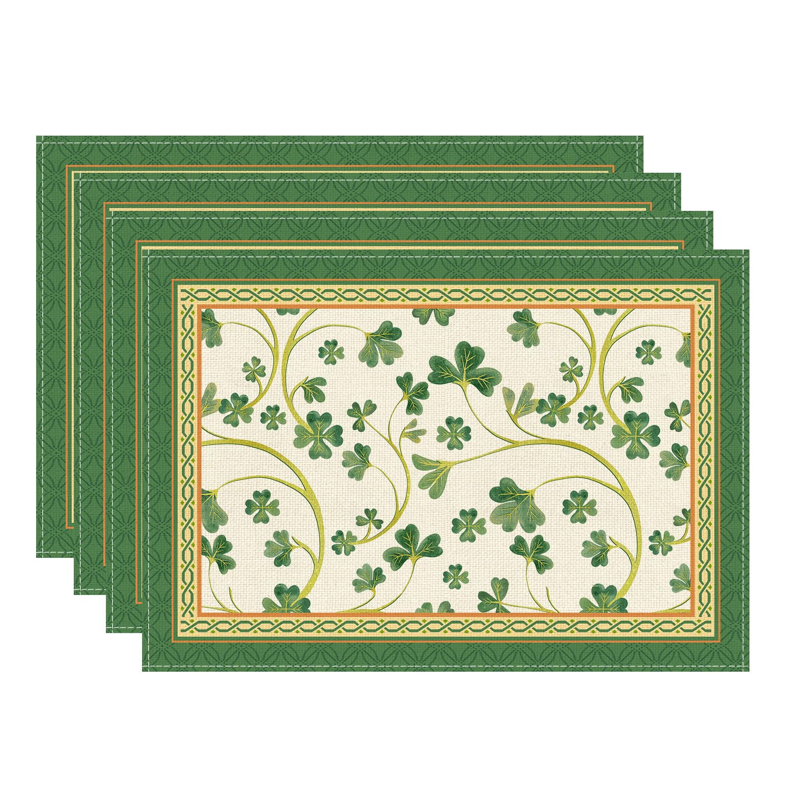 

Shamrocks Clovers St. Patrick s Day Placemats Set of 4 Table Mats for Party Home Kitchen Dining Table Decorations 12x18 Inch Placemats Set of 4 （12x18 Inch）