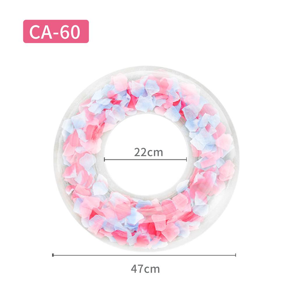 Transparent Inflatable Swim Ring with Colorful Flower Petals, Cute Pool Float for Adults & Kids