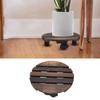 Wooden Plant Stand, 360 Degree Rotation Round Stand with Wheels for Indoor and Outdoor   Flower Pots, Plant Cart with Rollers for Courtyard