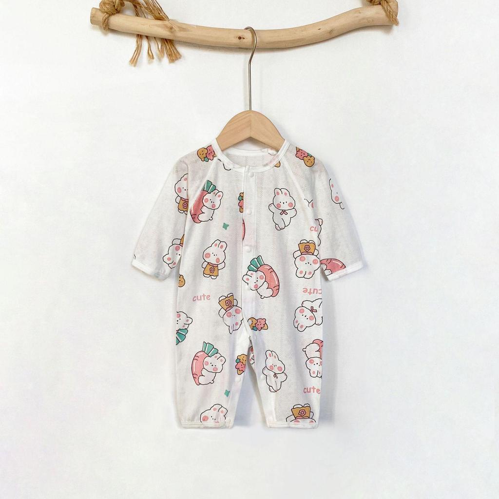 Baby Langarm-Bodysuit aus Bambusfaser: 3-24 Monate, Atmungsaktiver Druckknopf im Schritt, Nahtlos für den Sommer