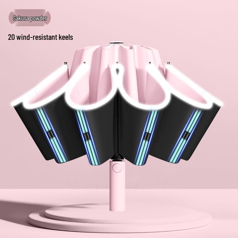 24-Bone Automatic Windproof Folding Umbrella for Men, Rain or Shine, with UV Sun Protection