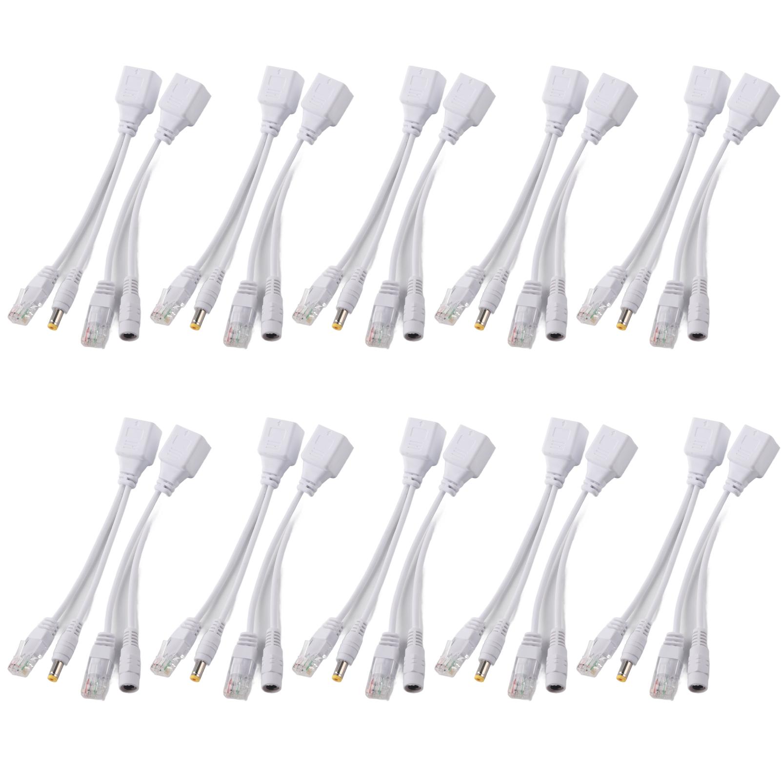 

10 Pair IP Camera POE RJ45 Cable Power Over Ethernet Adapter Injector Splitter DC 12 V