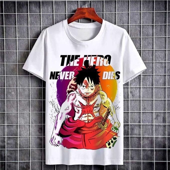 

Summer 2026 One Piece Munch D Luffy The Land of Peace A Bloody Battle 100 Cotton Printed Loose Tshirt for Boys and Girls S