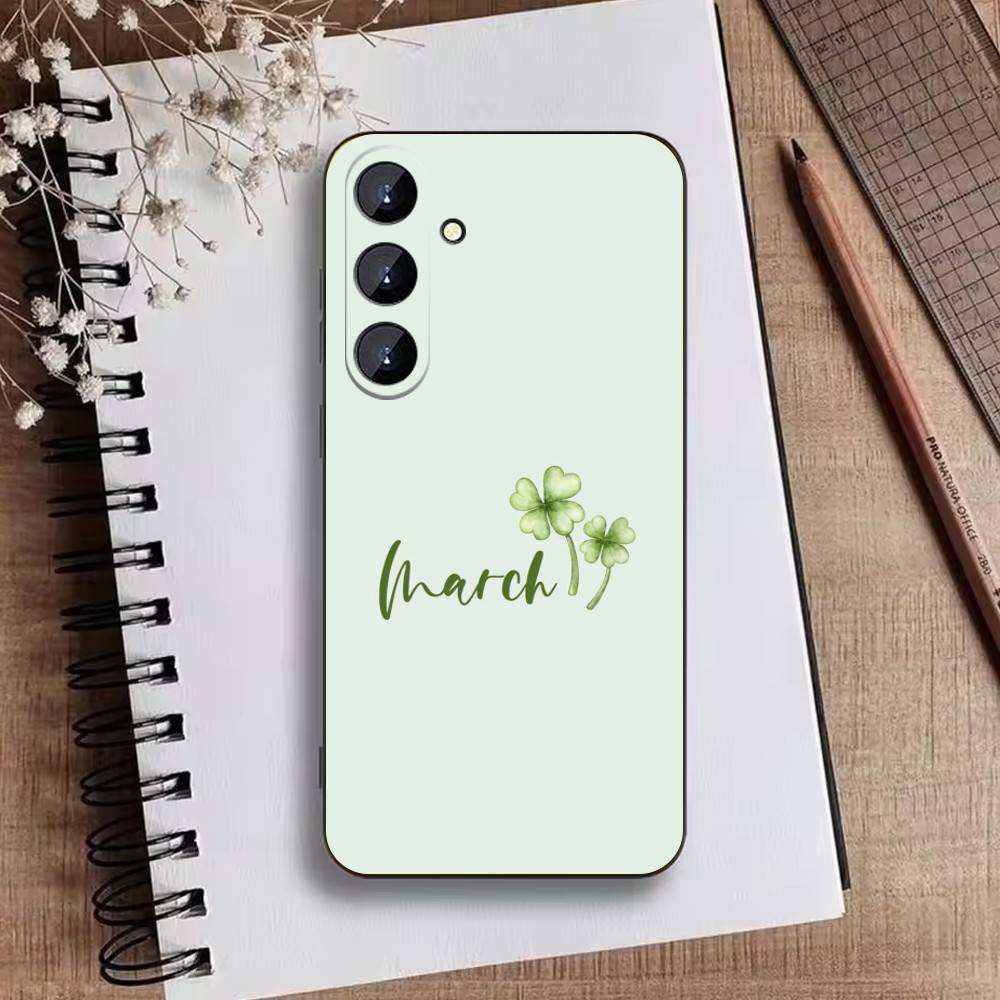 2026-Four-leaf Clover Phone Case For Samsung Galaxy A73,A21s,A22,A31,A52,A53,A71,A41Soft Black Shell