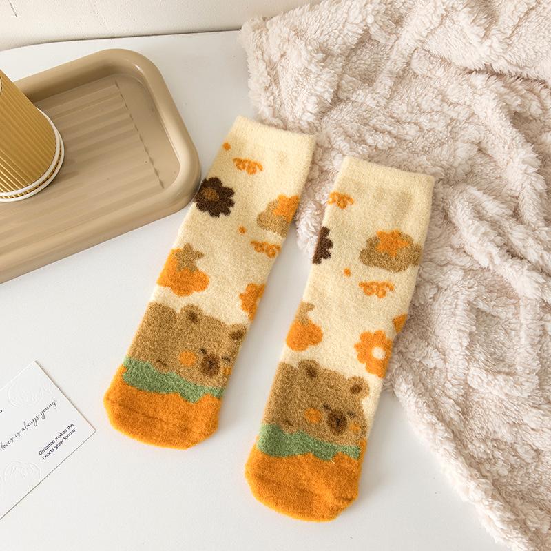 Ladies In Autumn and Winter Thickened Warm Cartoon Cute Sleeping Tube Socks