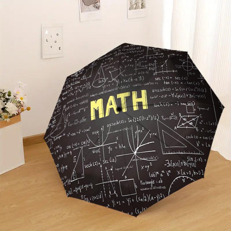 1PC Mathematics Pattern Small Travel Automatic Folding Umbrella, Compact Windproof Umbrella, Automatic Open/Close ,Gift-091529